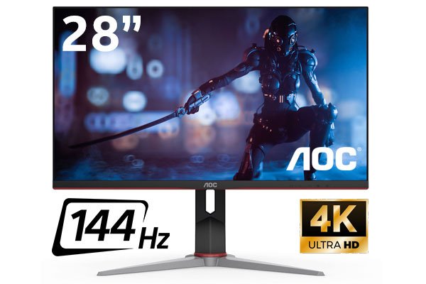 AOC G2 Series 28" IPS 4K UHD Flat 144Hz Refresh Rate, DisplayHDR 400 ...